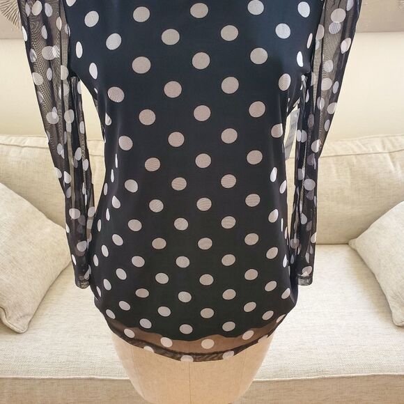 INC Polka-Dot Sheer-Sleeve Top - Picture 4 of 12